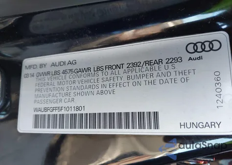 2015 Audi A3 2.0T Premium z USA, uszkodzony, nr VIN WAUBFGFF5F1011801